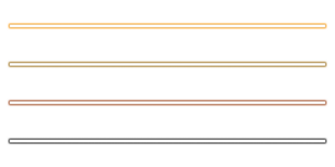 Four metallic horizontal lines with varying thickness isolated on transparent background