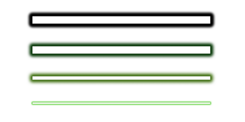 Four green and black horizontal bars with varying thickness isolated on transparent background