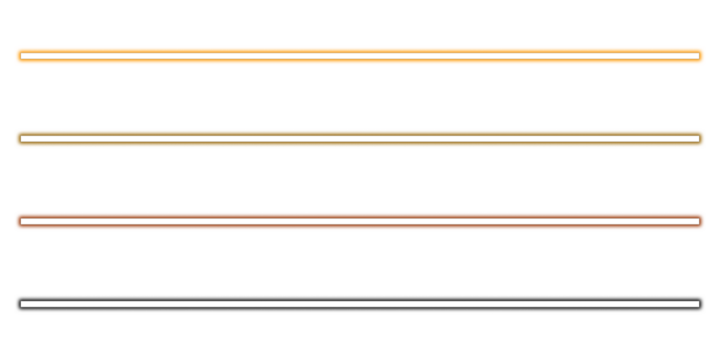 Four metallic horizontal lines with varying thickness isolated on transparent background