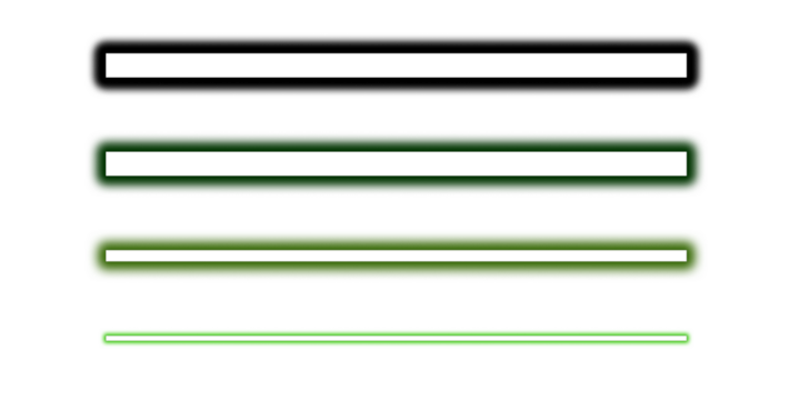 Four green and black horizontal bars with varying thickness isolated on transparent background