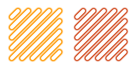 Two colorful square patterns isolated on transparent background, one orange and one red