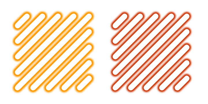 Two colorful square patterns isolated on transparent background, one orange and one red