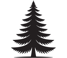 Christmas Tree Silhouette Icon Vector with Star on Top for Holiday Decoration