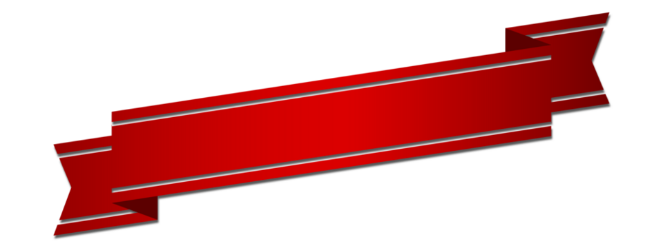 Red ribbon banner with black outline design element