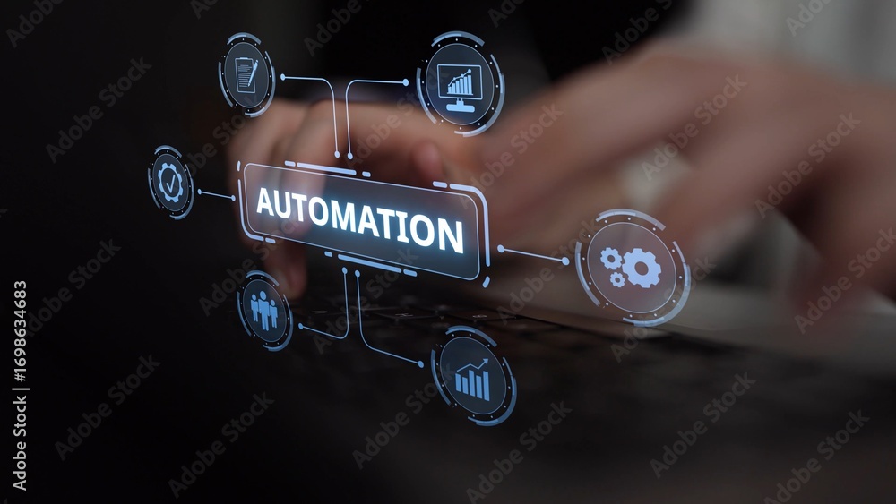 Aufkleber modern automation drives workflow efficiency by connecting systems, people, and data. with intellige