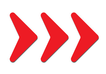Obraz premium Three red arrows pointing to the right direction