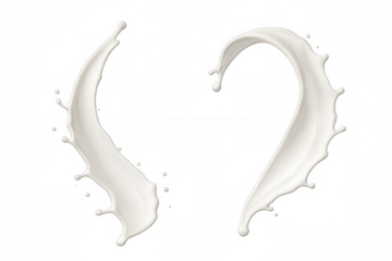 Milk splashing into heart-shaped silhouette, symbolizing love against clear backdrop, ideal for romantic visual designs