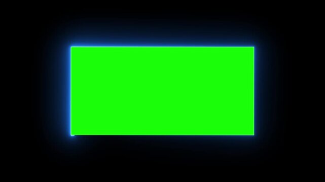4k video neon rectangle frame with electric flickering effects. looping animation Frame with Green Screen Background concept...