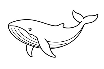 Obraz premium Simple Line Art Whale Drawing for Kids Coloring Book Pages and Ocean Animal Educational Activities - Cute Cartoon Marine Mammal Outline Illustration Perfect for Nursery Decor, Printable Crafts, Creati