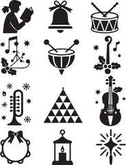 Festive Christmas Symbols Silhouette Collection Joyful and Traditional Holiday Art