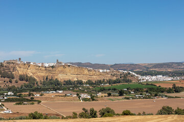 Arcos de la Frontera hilltop view with castle and whitewashed houses, Andalusia Spain. 4 September 2025.