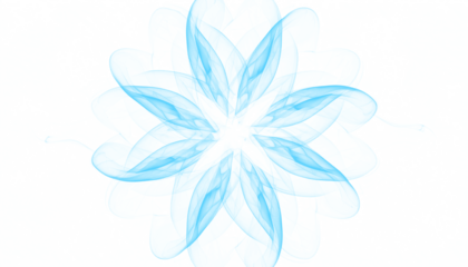 An abstract blue smoke forming a delicate flower shape with curling edges, captured in high-resolution PNG format with transparent background, ideal for design, digital art, and creative projects requ