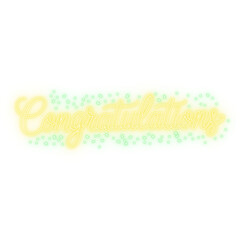 Colorful Congratulations Neon Glow Text with Green and Yellow Gradient Design PNG