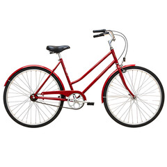 Obraz premium Classic red vintage bicycle with chrome accents isolated on white background