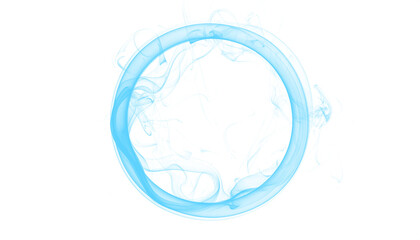PNG blue smoke outlining a soft spiral inside a floating ring, isolated on transparent background, ideal for abstract designs, digital art, creative projects, futuristic themes, and graphic overlays.