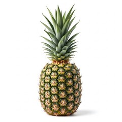 Fototapeta premium A fresh and ripe pineapple stands tall, its spiky crown and textured skin a vibrant display of tropical goodness, inviting thoughts of sun-soaked beaches and fruity delights .