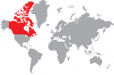 Obraz premium Map of Canada on World Map, Canadian Map Global