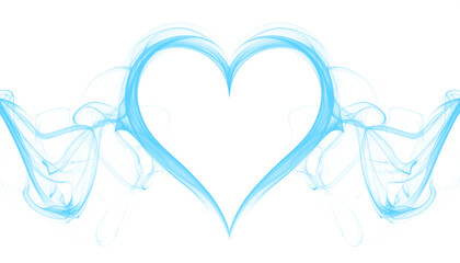 PNG blue smoke shaping a heart with intertwined smoke ribbons, isolated on transparent background, ideal for love themes, romantic designs, abstract art, and creative projects.