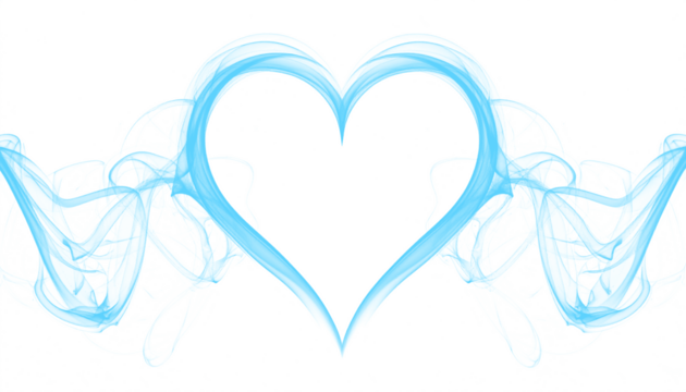 PNG blue smoke shaping a heart with intertwined smoke ribbons, isolated on transparent background, ideal for love themes, romantic designs, abstract art, and creative projects.
