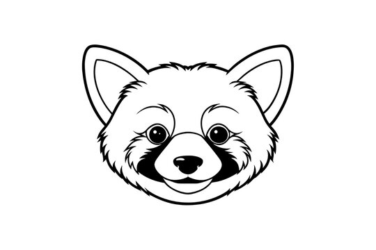 Red panda face with round features and distinctive markings, isolated on a transparent background