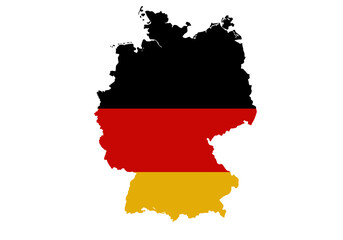 Obraz premium Map of Germany with black red and yellow stripes resembling the national flag