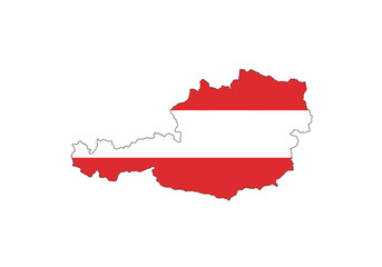 Naklejka premium Austria map colored like the national flag