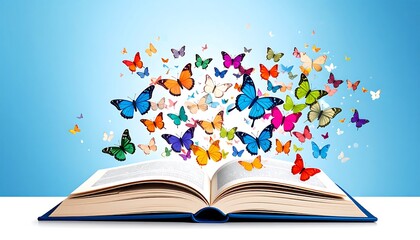 Open book with colorful butterflies (2)