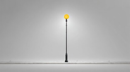 Single street lamp against gray background