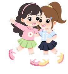 Lovely Friends A Cheerful Illustration of Friendship and Togetherness in Playful Colors