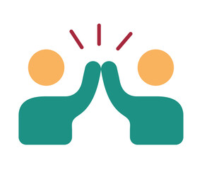 Abstract Icon of Two People Giving a High Five for Collaboration Concepts