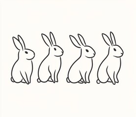 Fototapeta premium Elegant minimal line style rabbit suitable for greeting cards, invitations, party posters, flyers, and decor, featuring modern 10 eps
