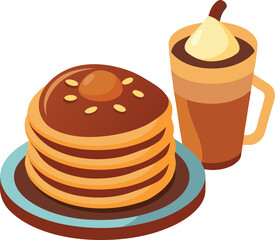 Delicious stack of pancakes with hot beverage illustration vector scalable eps icon vector