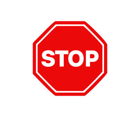Stop symbol, warning, attention, prohibition red sign. Stop road sign illustration on transparent background. 
