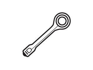 Professional Torque Wrench Icon in Sleek Minimal Vector Line Art Illustration