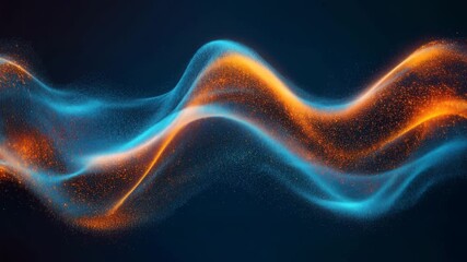 Abstract flowing waves of blue and orange light particles create a dynamic and energetic futuristic digital background 4k video - Powered by Adobe