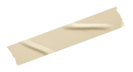 Masking Tape Close Up Isolated Adhesive Strip Beige Paper Texture Realistic Stationery on transparent background
