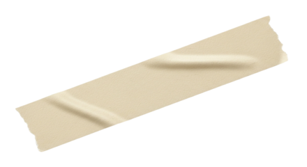 Masking Tape Close Up Isolated Adhesive Strip Beige Paper Texture Realistic Stationery on transparent background