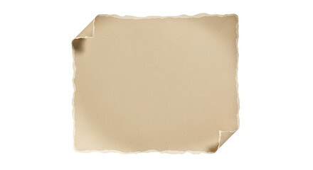 Torn Paper Texture Craft Background Beige Blank Note Page with Rough Edges Isolated Design on transparent background