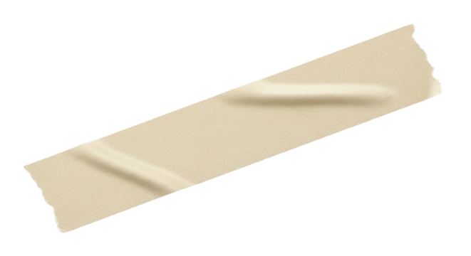 Masking Tape Close Up Isolated Adhesive Strip Beige Paper Texture Realistic Stationery on transparent background
