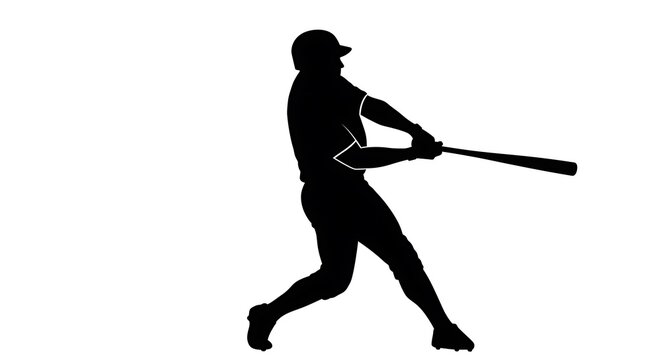 Silhouette of a baseball player swinging a bat in action