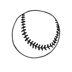 Vector hand drawn sketch doodle outline baseball ball isolated on white background
