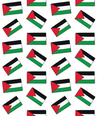 Vector seamless pattern of hand drawn sketch doodle Palestine flag isolated on white background