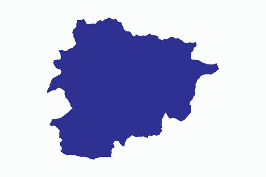 Vector graphic artwork suitable for print and web containing flat detailed map of ANDORRA