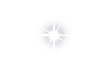 Bright glowing white sparkle star light isolated on transparent background, shining twinkle effect for festive design, magic decoration, digital graphic, and modern creative artwork.