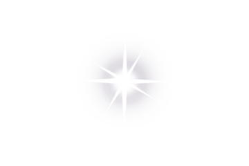 Bright glowing white sparkle star light isolated on transparent background, shining twinkle effect for festive design, magic decoration, digital graphic, and modern creative artwork.