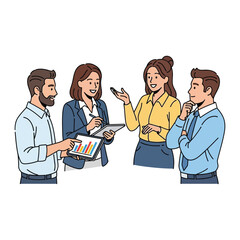 Fototapeta premium Vector art of business people collaborating on a project