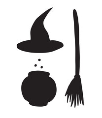 Vector hand drawn witch things isolated on white background