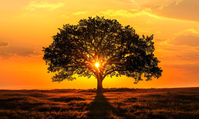 tree in sunset Night View