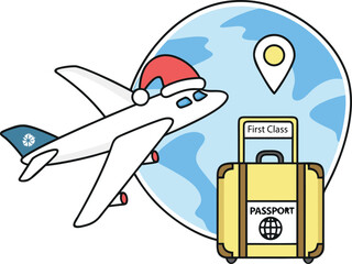 Travel Airplane Luggage Passport Location — Tourism Trip Concept with Globe and Boarding Pass