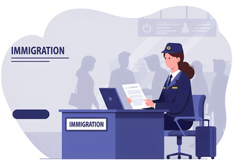 Immigration Officer Border Control Passport — Queue Management and Visa Screening